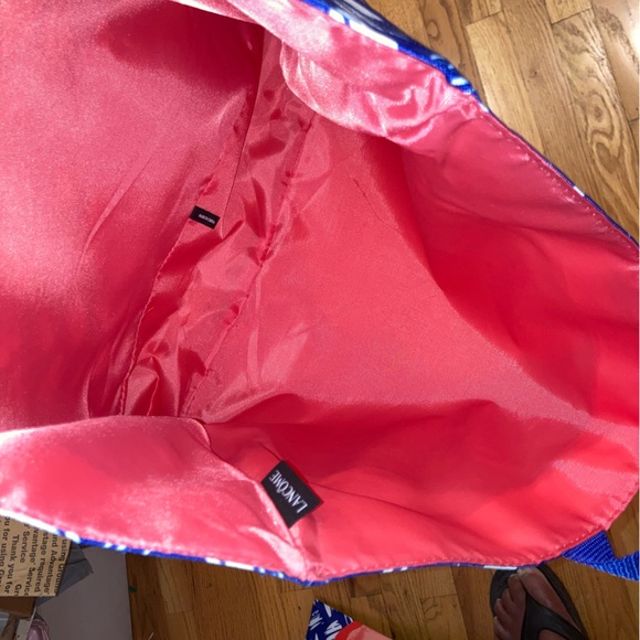 Lancôme Tote Bag NWOT Floral & Lattice Print - Lined Inside - NWOT - Picture 4 of 7